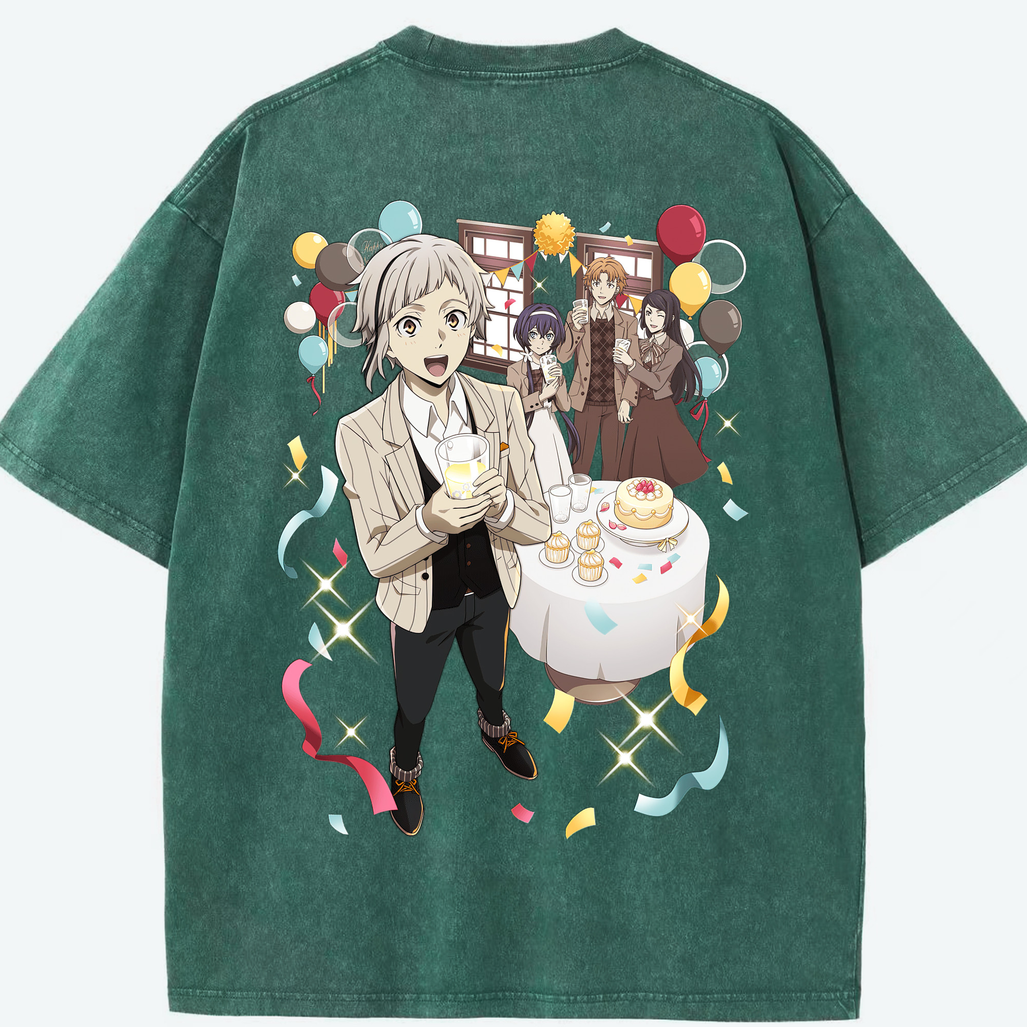 （画像用） 文豪ストレイドッグス Bungo Stray Dogs 綿100% ヴィンテージ風 半袖Tシャツ（背面プリント）